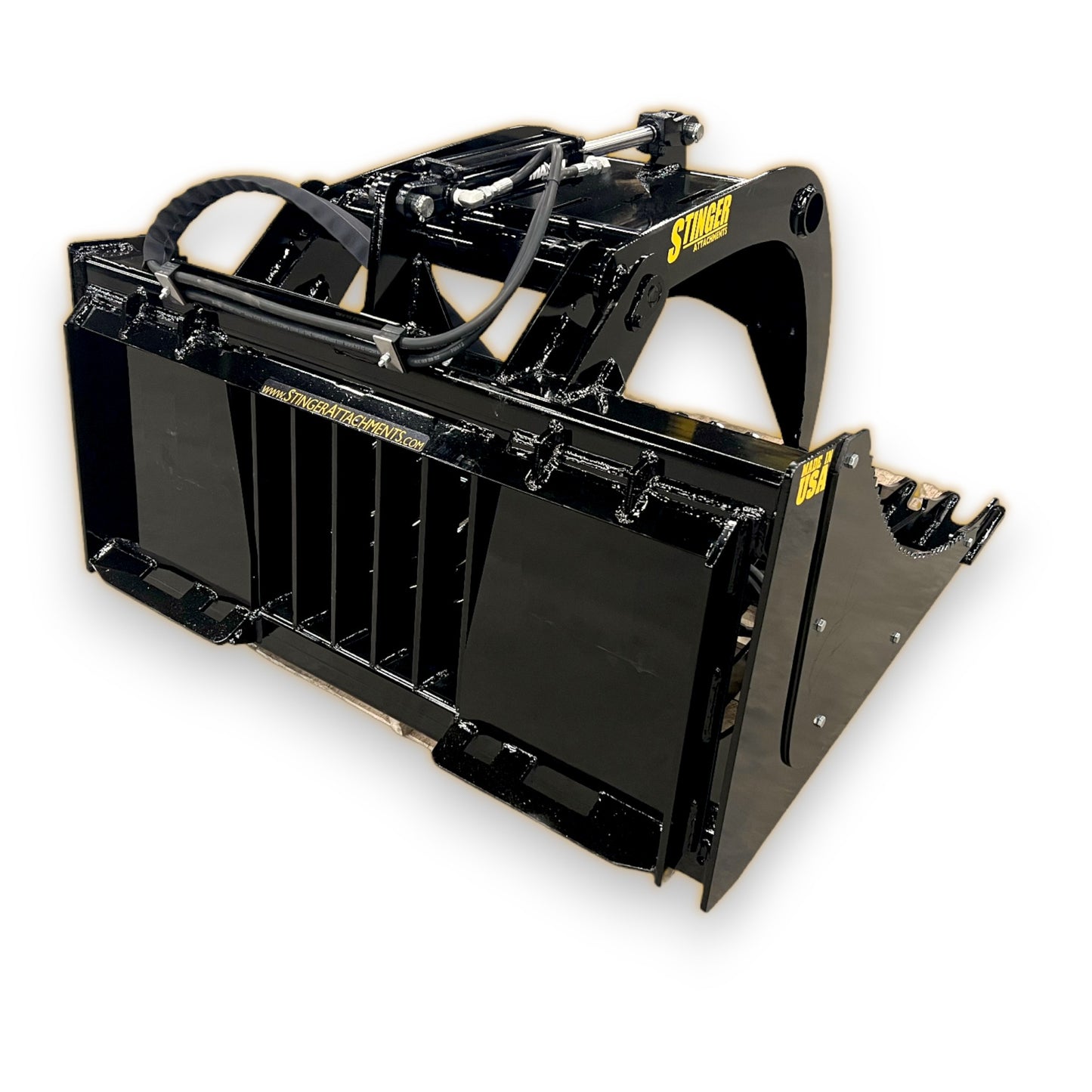 Stinger Attachments Open Sides Rock Grapple Bucket for Skid Steer